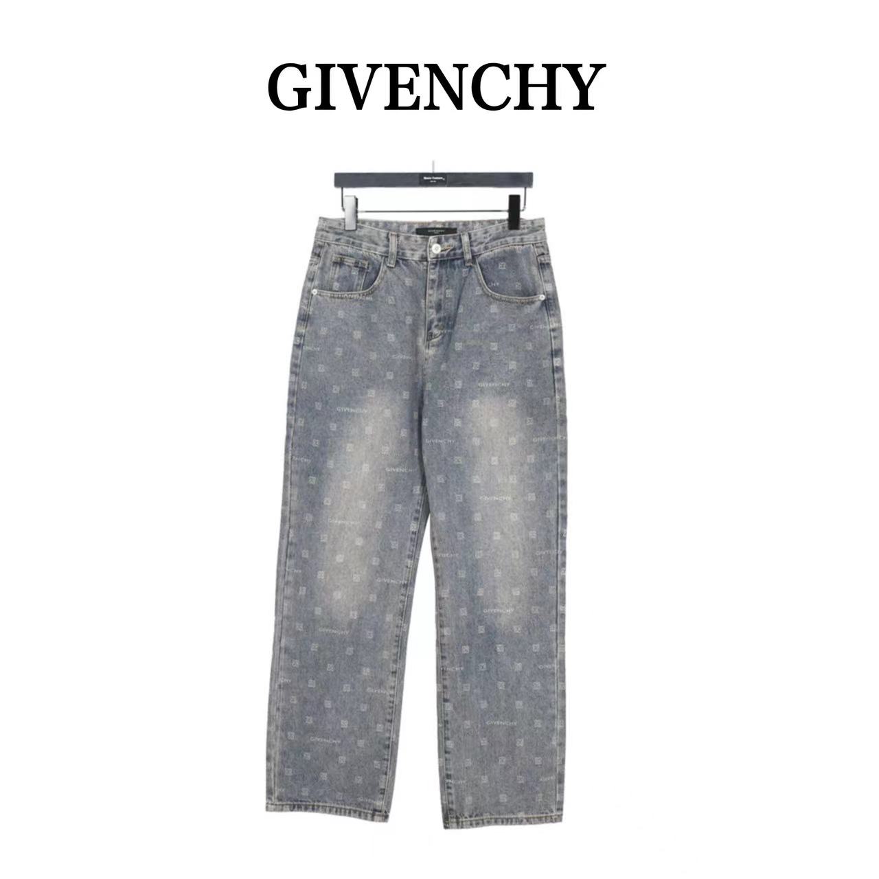 Givenchy 23Fw all-over logo washed jeans