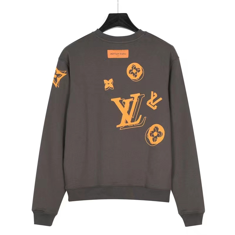 Louis Vuitton 23Fw flocked paratrooper print crew neck sweatshirt