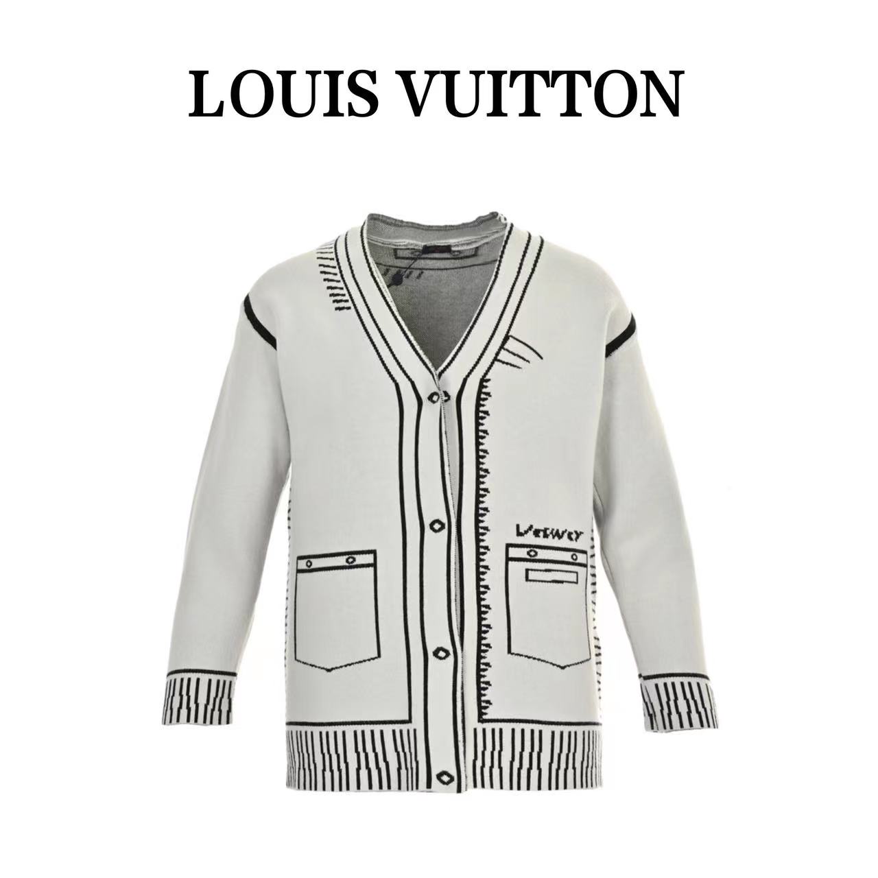 Louis Vuitton 23Fw two-dimensional sketch cardigan sweater