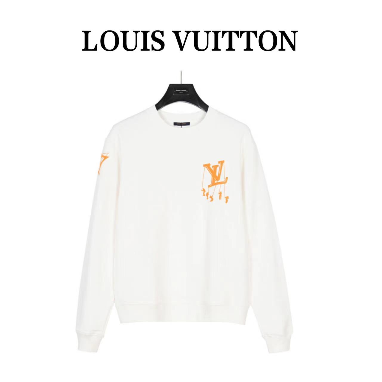 Louis Vuitton 23Fw flocked paratrooper print crew neck sweatshirt