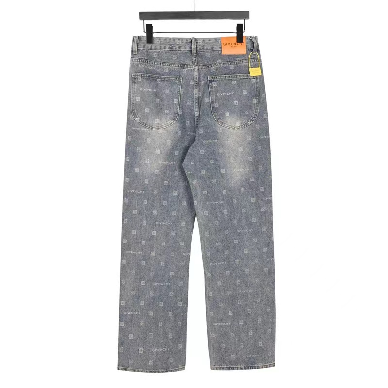 Givenchy 23Fw all-over logo washed jeans