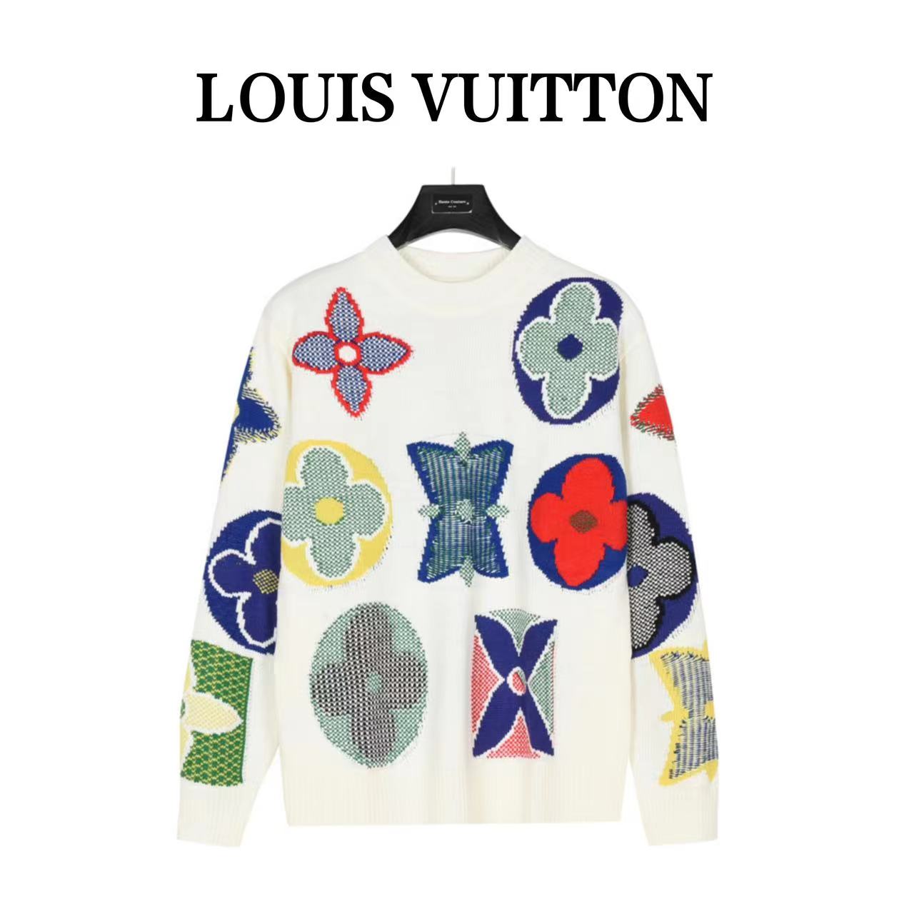 Louis Vuitton jacquard logo knitted crew neck sweater