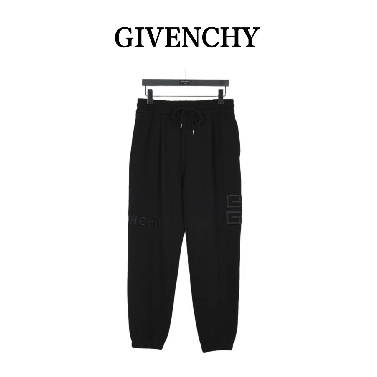 Givenchy 23Fw dark pattern embroidered letter casual trousers