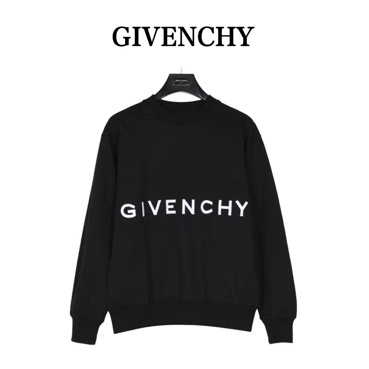 Givenchy 22SS four-square three-dimensional embroidery crew neck sweatshirt