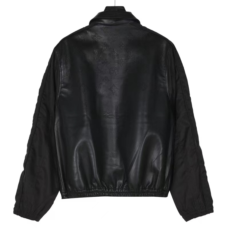 Louis Vuitton 23Fw laser cutout patchwork leather jacket