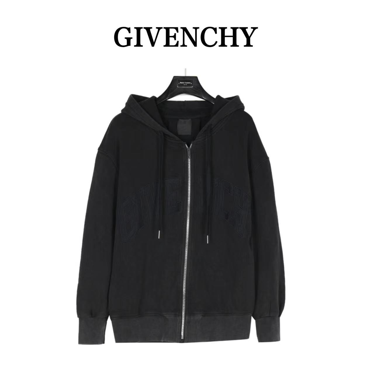 Givenchy 23GW washed letter zipper jacket