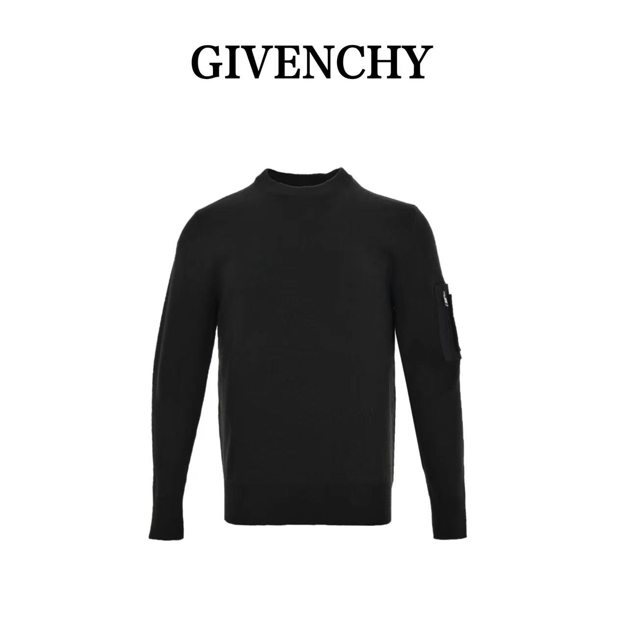Givenchy 23Fw pin sleeve pocket knit crew neck sweater