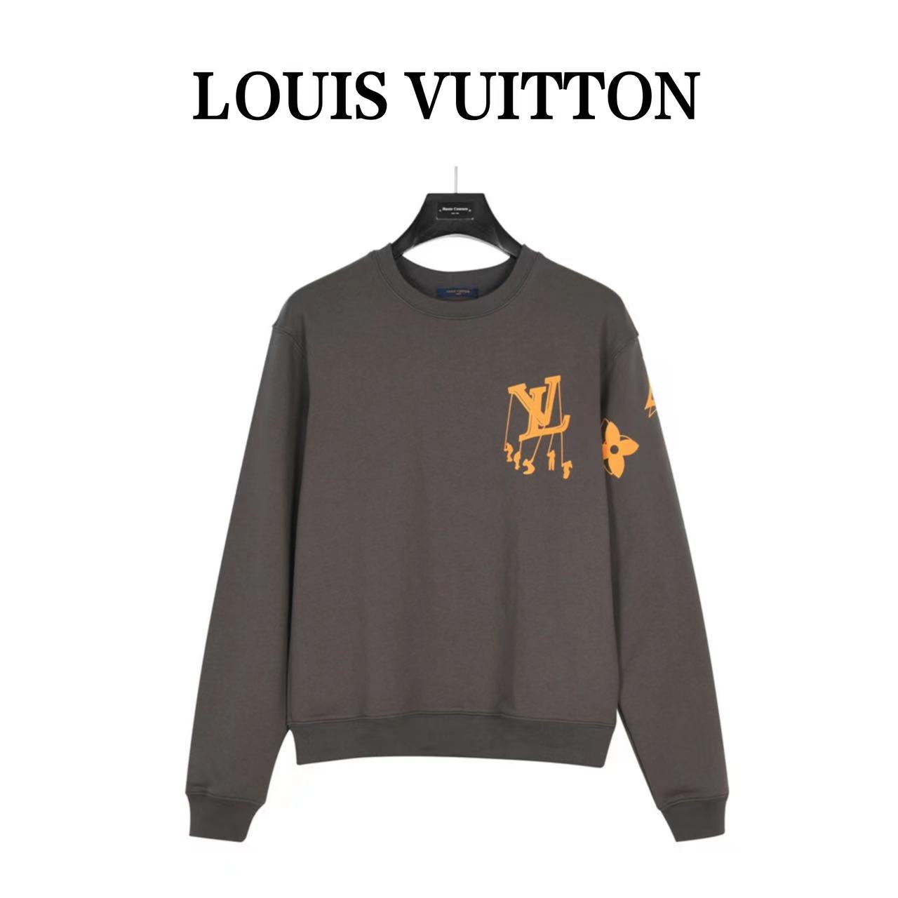 Louis Vuitton 23Fw flocked paratrooper print crew neck sweatshirt
