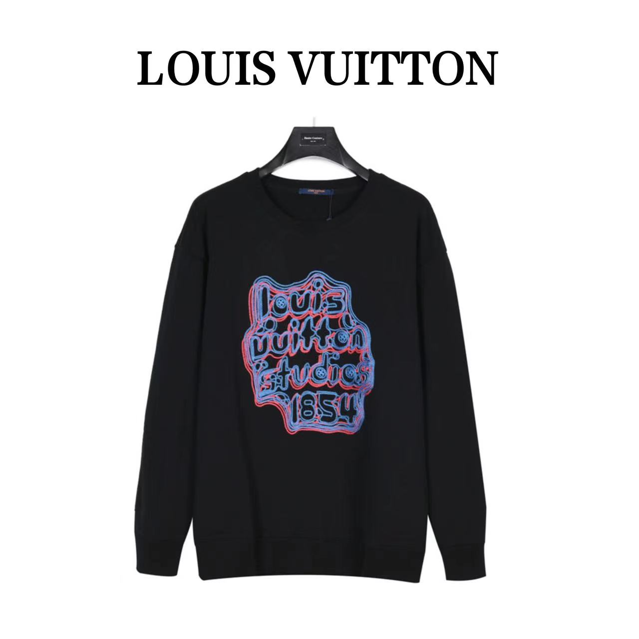 Louis Vuitton 23ss geometric embroidered cotton crew neck sweatshirt