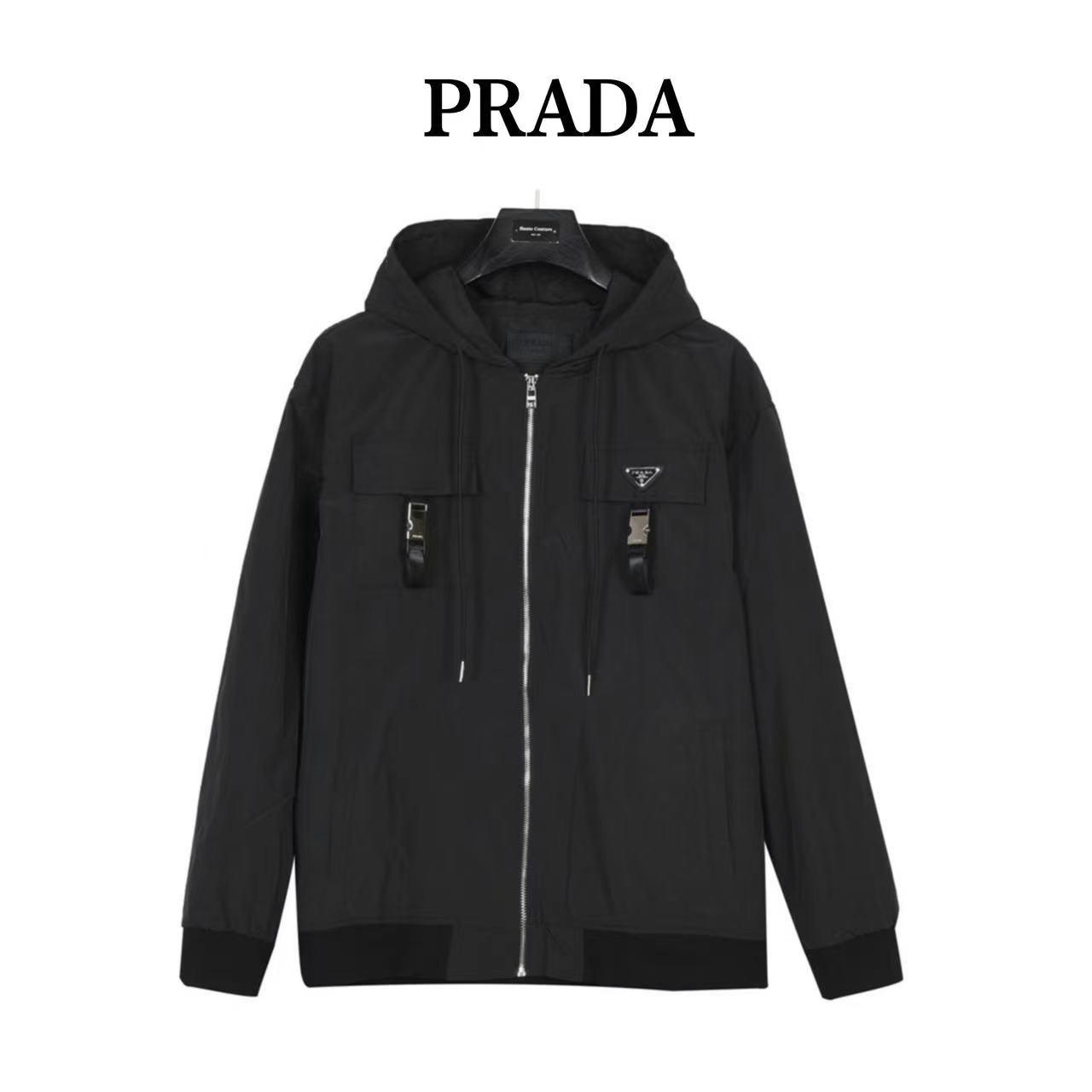 Prada 23Fw metal lock functional hooded jacket