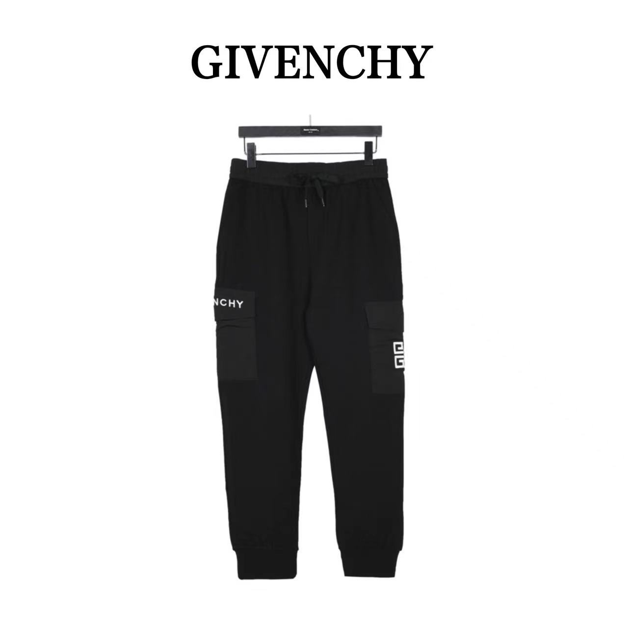 Givenchy 23Fw side pocket embroidered Gongge logo cotton trousers