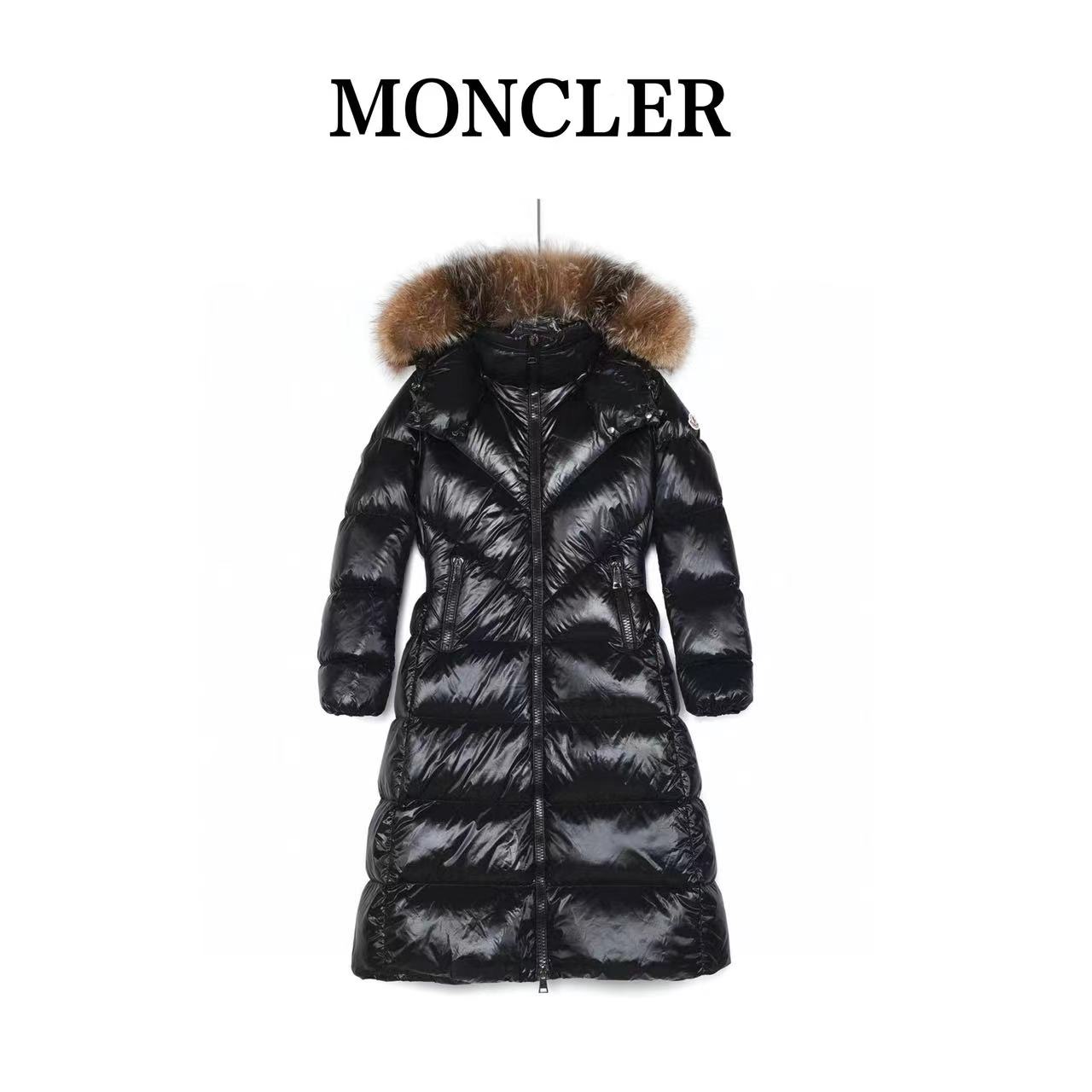 Meng Mouth #Ribafur New Autumn and Winter Women's Thickened Waist Big Fur Collar Mid-Length Down Jacket