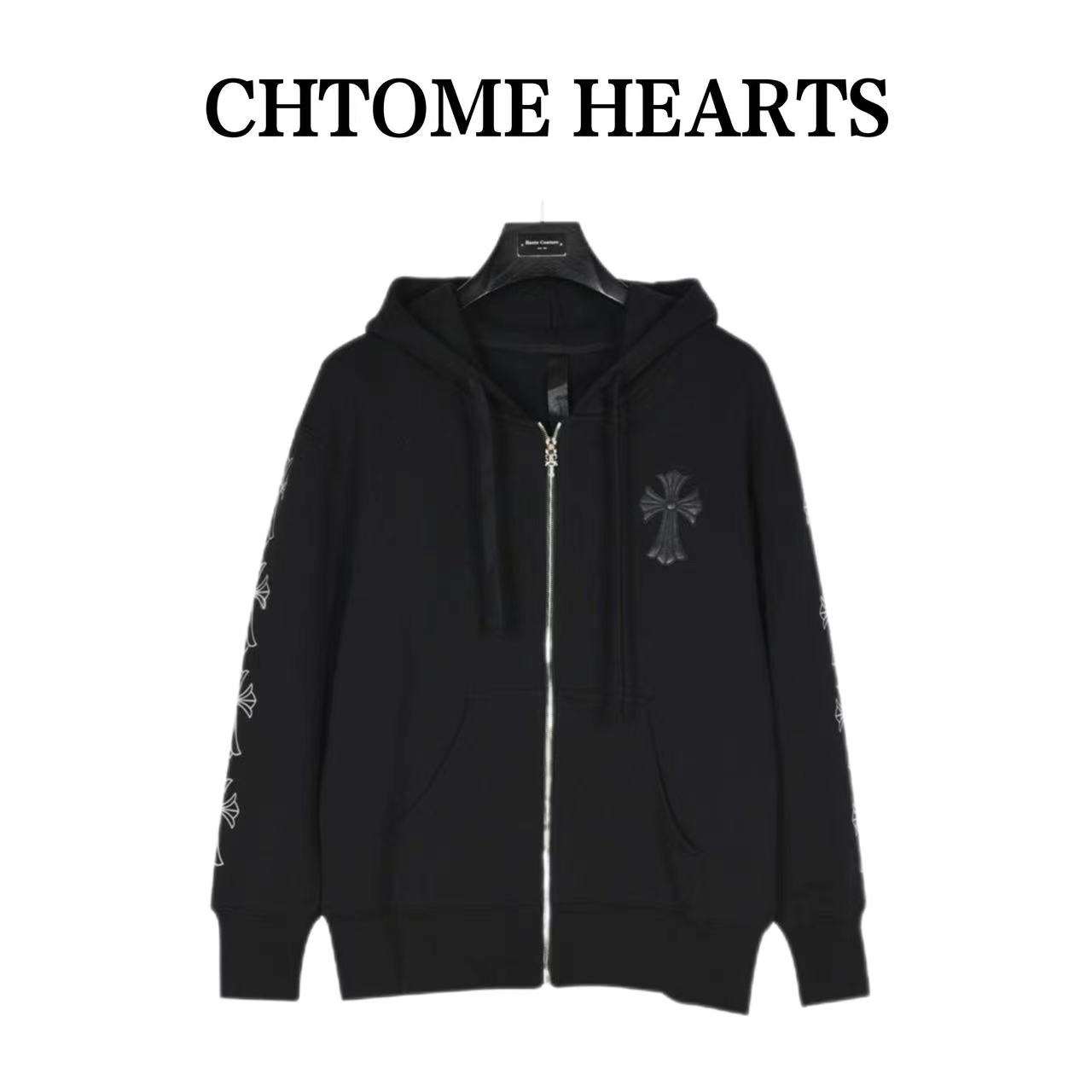 Crow Heart 23FW leather label cross zipper jacket