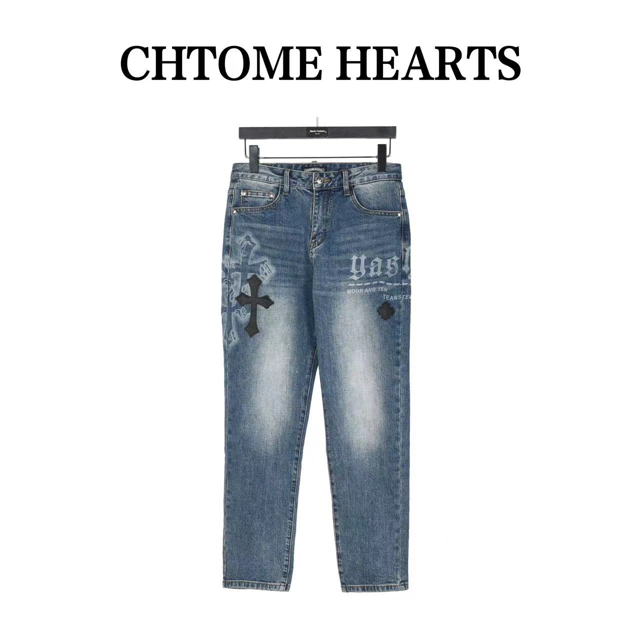 Crow Heart Classic Cross Denim Trousers