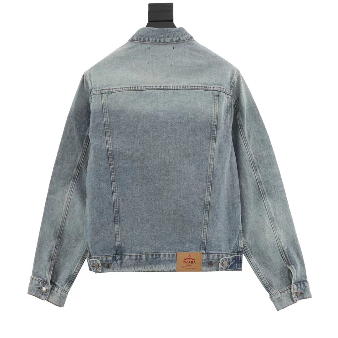 Prada triangle logo washed denim jacket