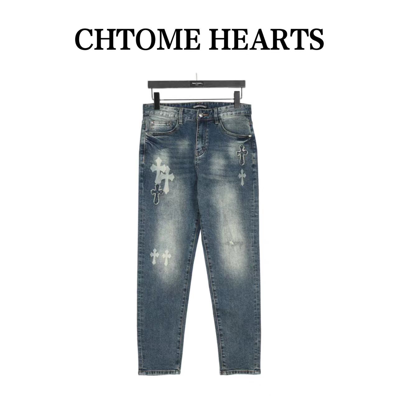 Crow Heart Classic Cross Denim Trousers