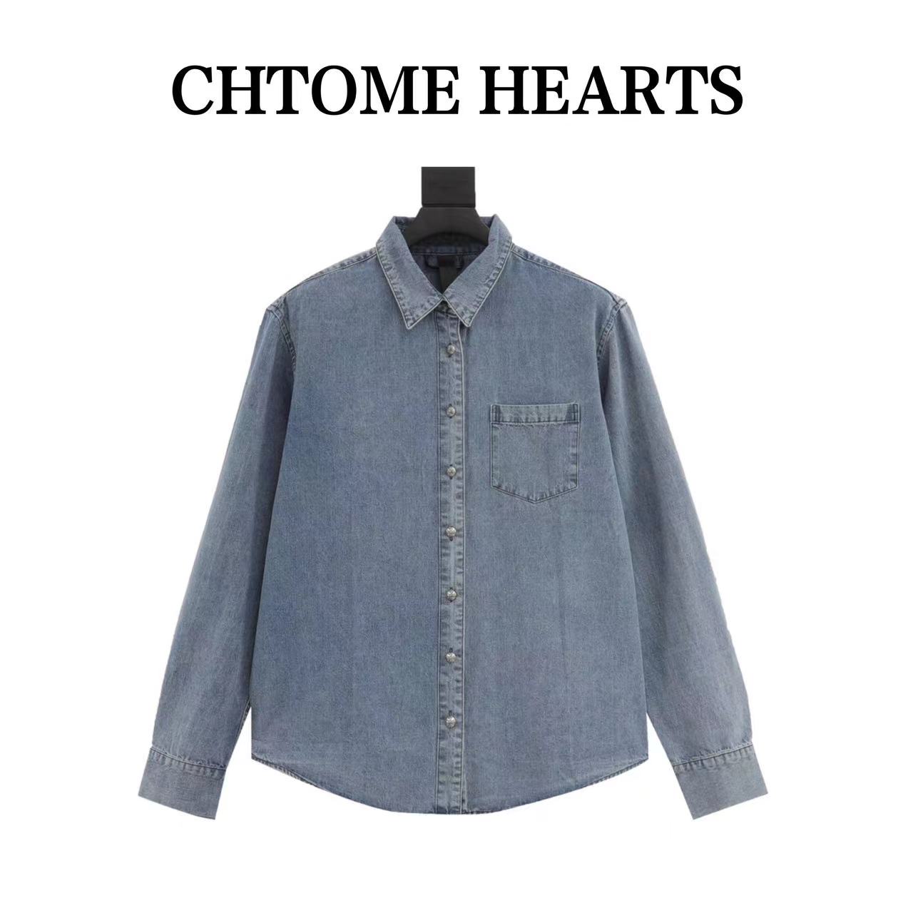 Crow heart ch 23fw vic style white show leather denim shirt