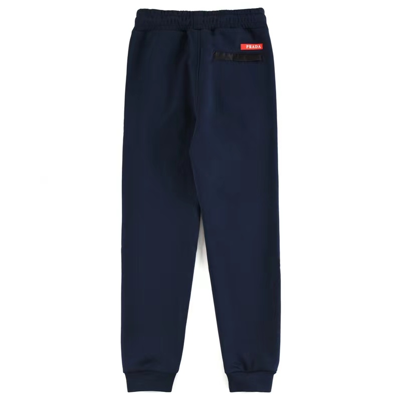 Prada 22Fw triangle logo red trim velvet trousers