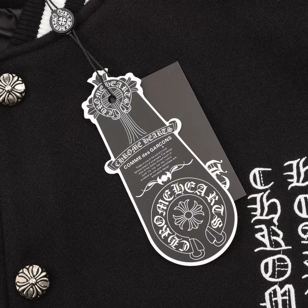 Crow Heart Cross Embroidered Letters Leather Sleeves Patchwork Baseball Jacket