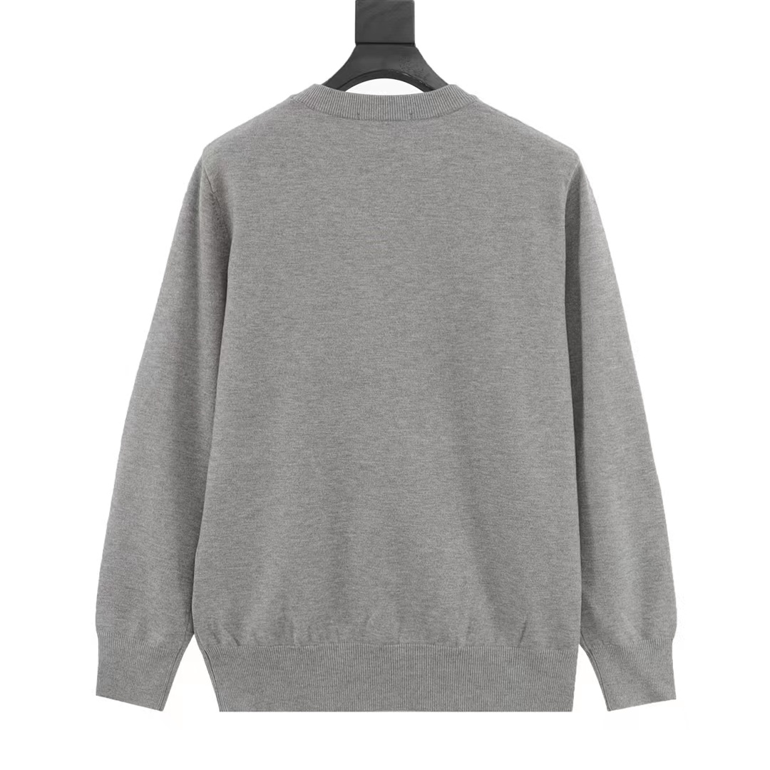Prada 23Fw embroidered logo crew neck sweater