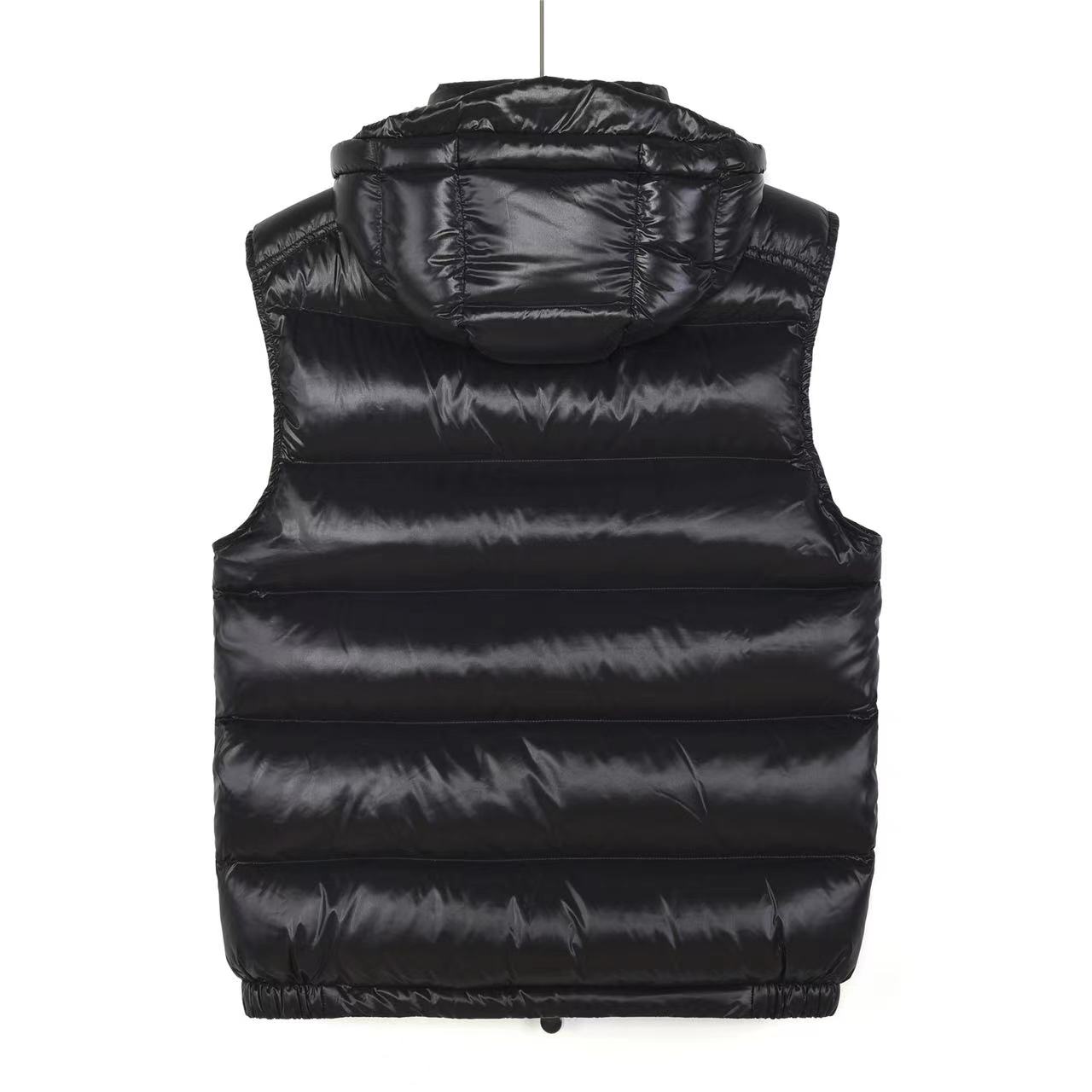Masked #Bormes white patent pudding quilted hooded vest