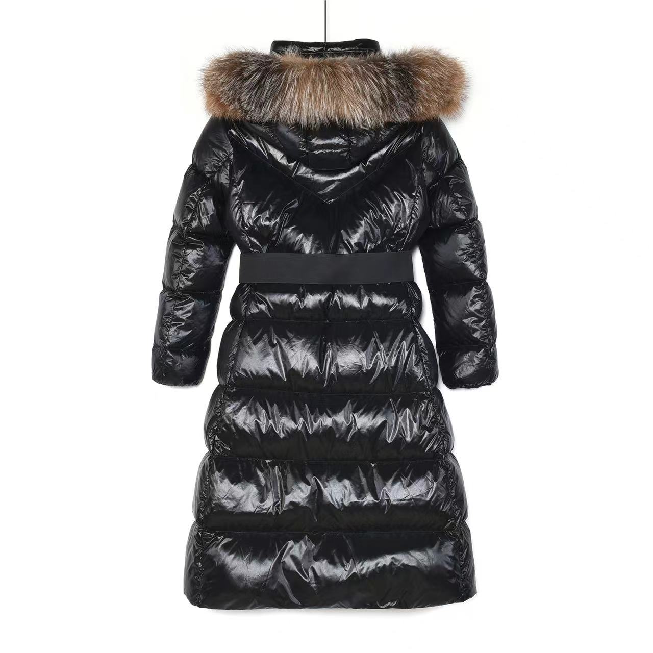 Meng Mouth #Ribafur New Autumn and Winter Women's Thickened Waist Big Fur Collar Mid-Length Down Jacket