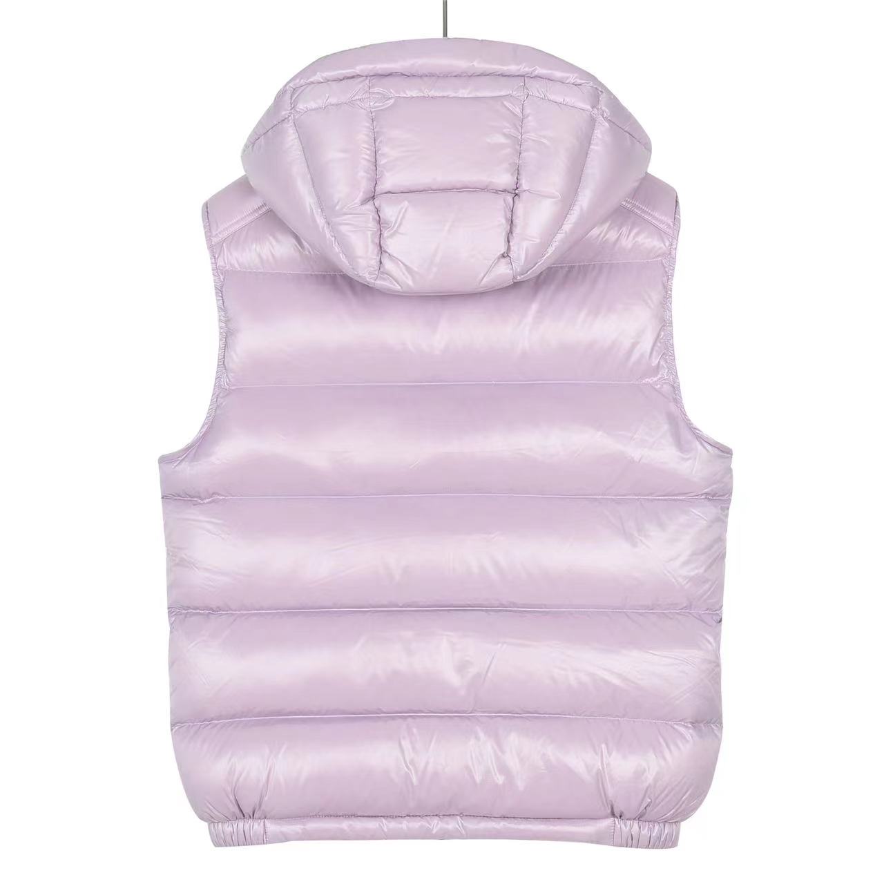 Masked #Bormes white patent pudding quilted hooded vest