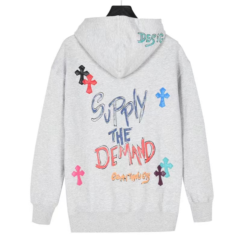 Crow Heart Cross graffiti letter print hoodie
