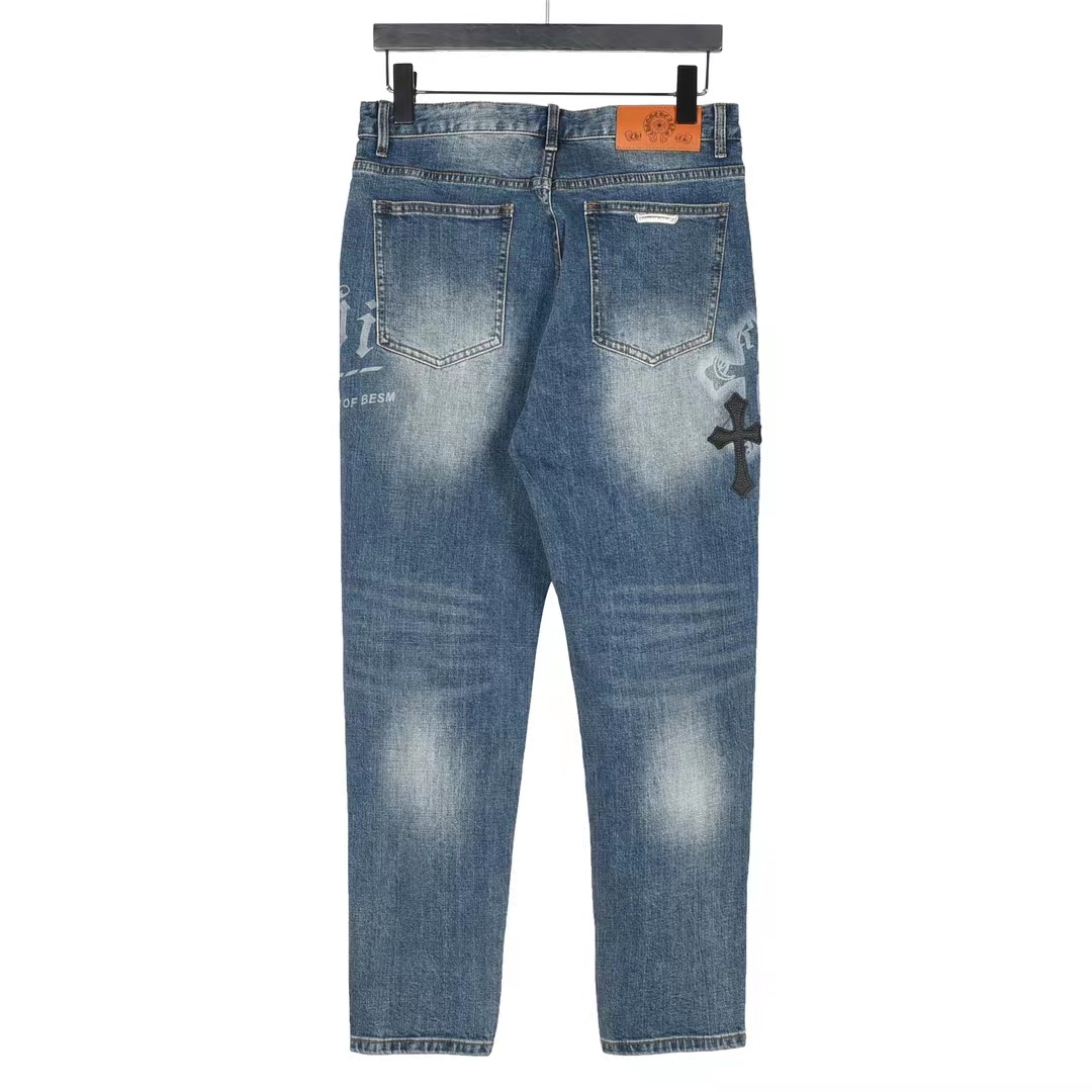 Crow Heart Classic Cross Denim Trousers