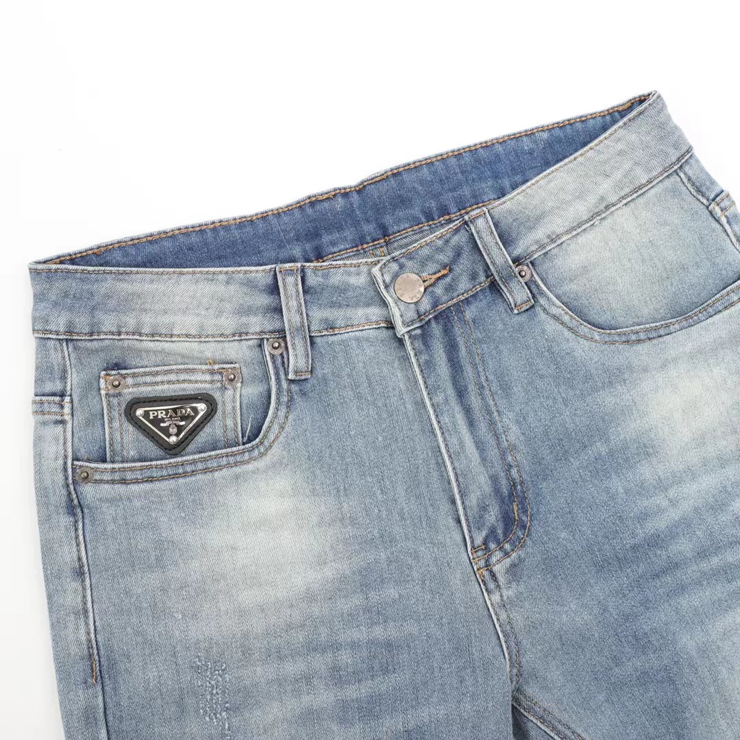 Prada slogan embroidered jeans on the back