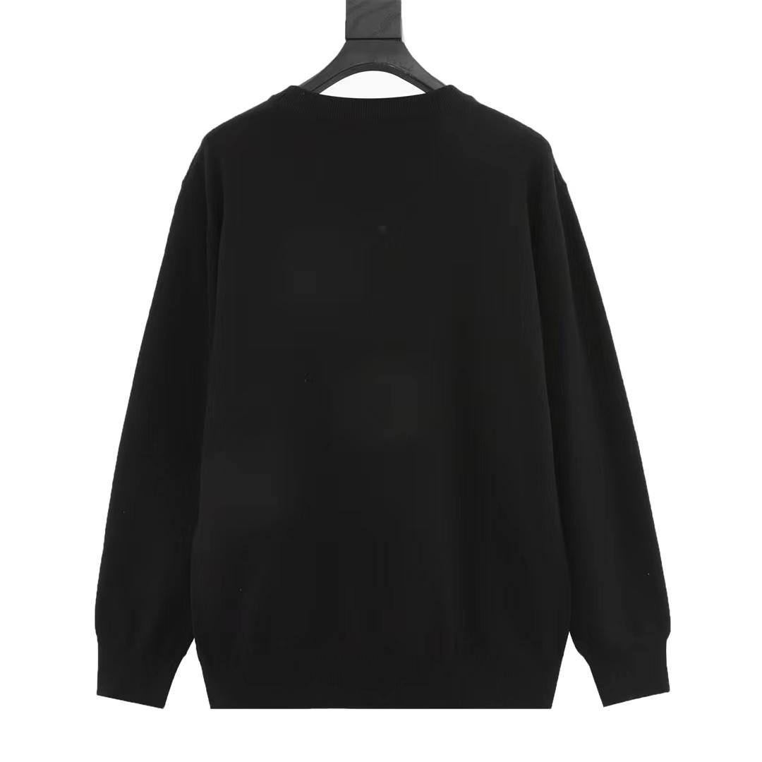 Prada 23Fw embroidered logo crew neck sweater