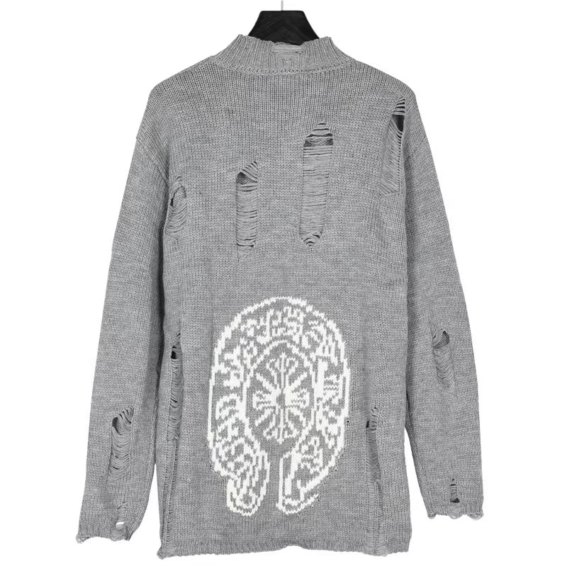 CH Croix heart cross leather crew neck sweater