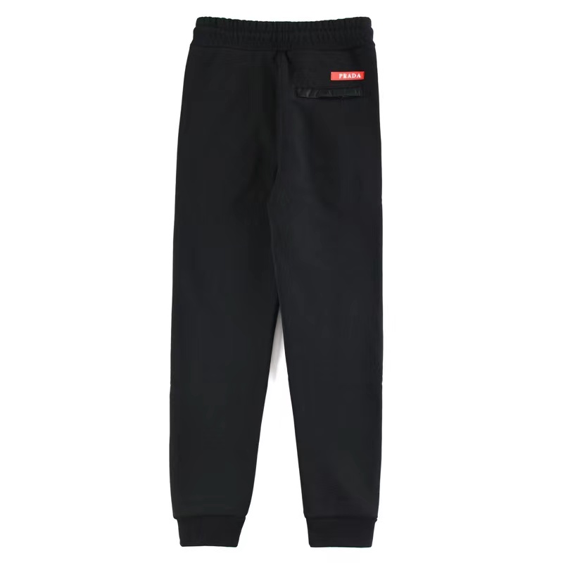 Prada 22Fw triangle logo red trim velvet trousers