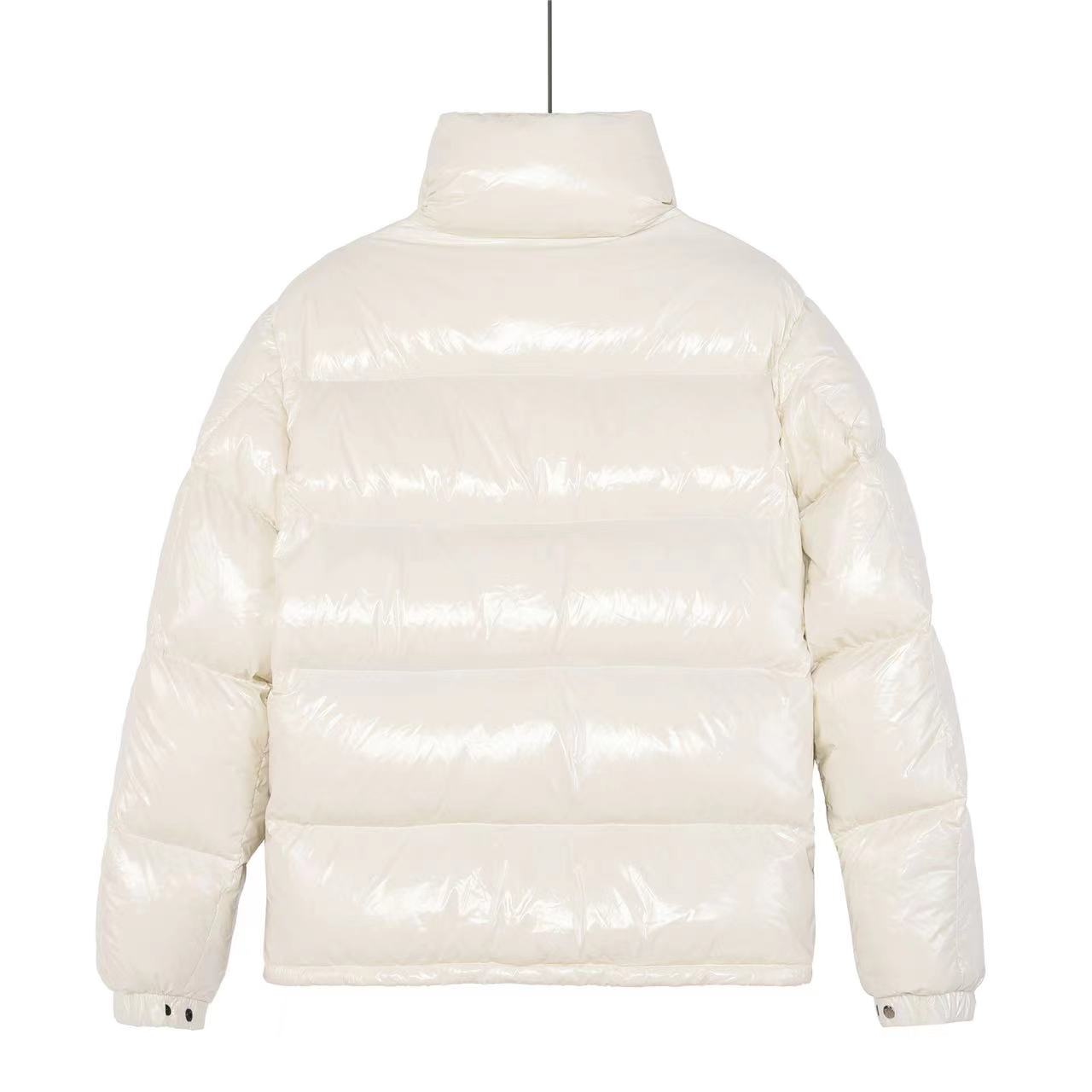 Mengkou#White Fritillary glossy patent leather short down jacket