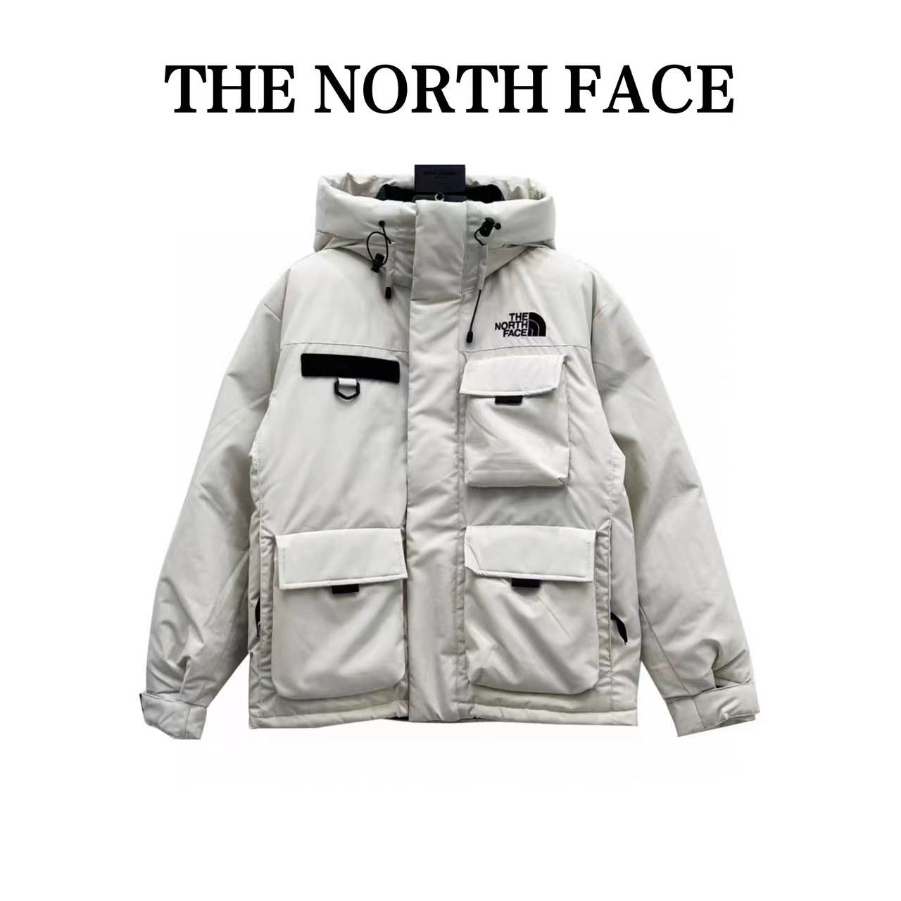 North Face multi-pocket workwear hooded down jacket