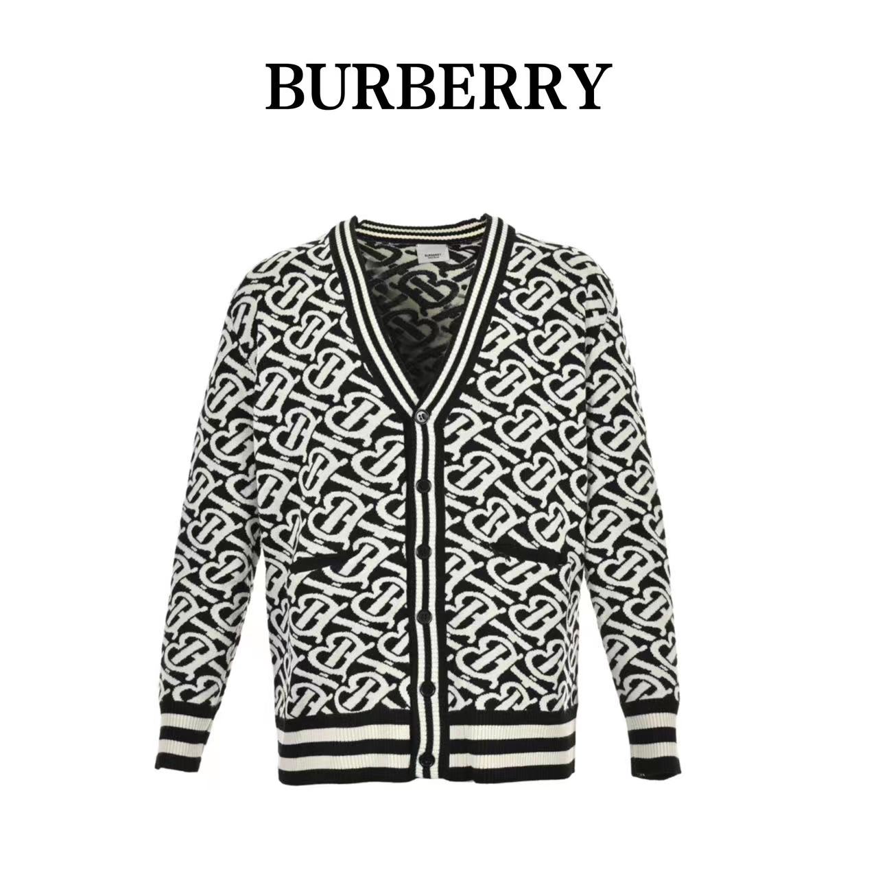 Burberry 23Fw all over printed TB jacquard sweater cardigan