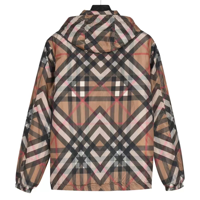 Burberry 23FW geometric plaid cotton hooded jacket