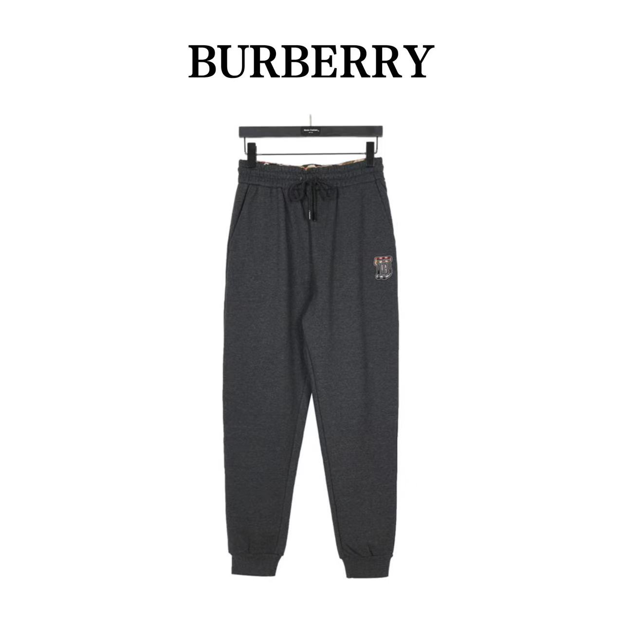 Burberry 23Fw TB plaid patch three-dimensional embroidered cotton knitted trousers