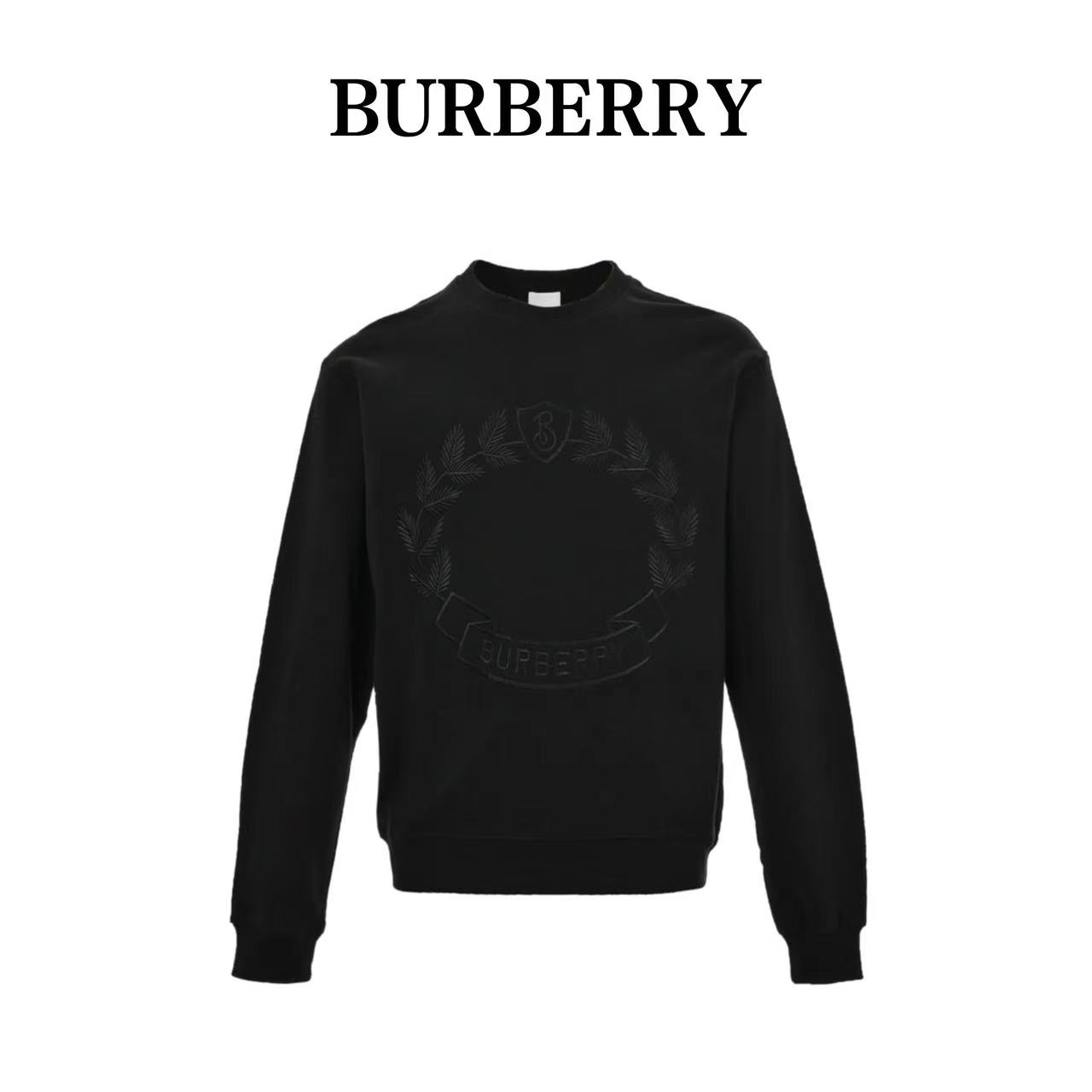 Burberry 22Fw oak leaf embroidered crew neck sweatshirt