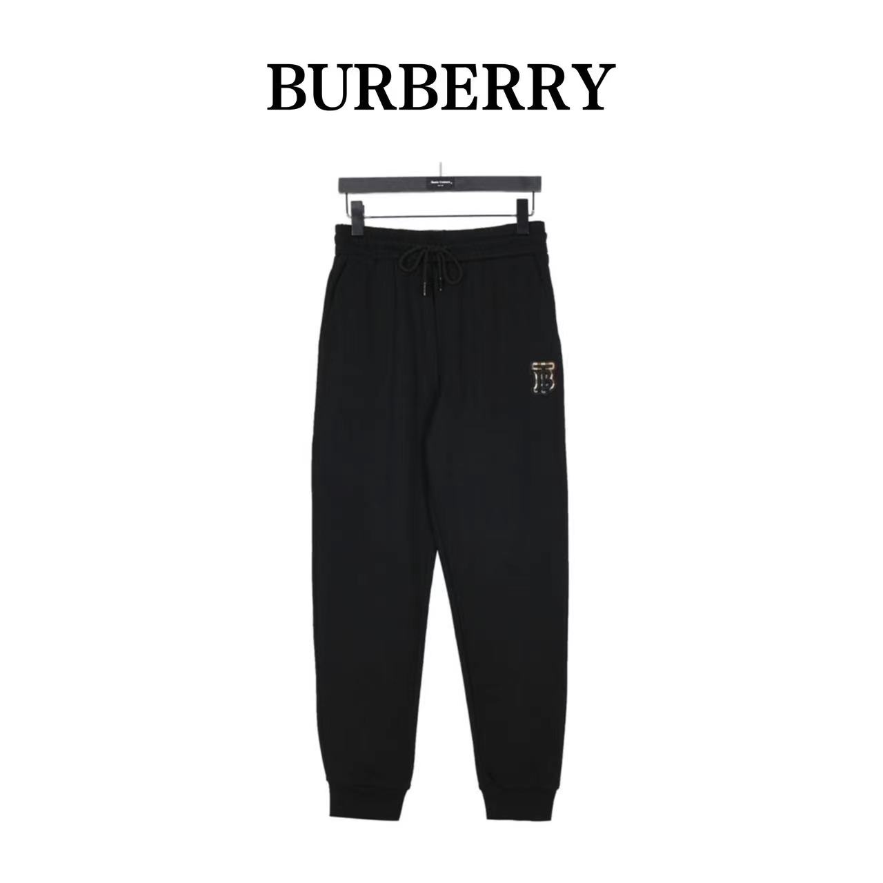 Burberry 23Fw TB plaid patch three-dimensional embroidered cotton knitted trousers