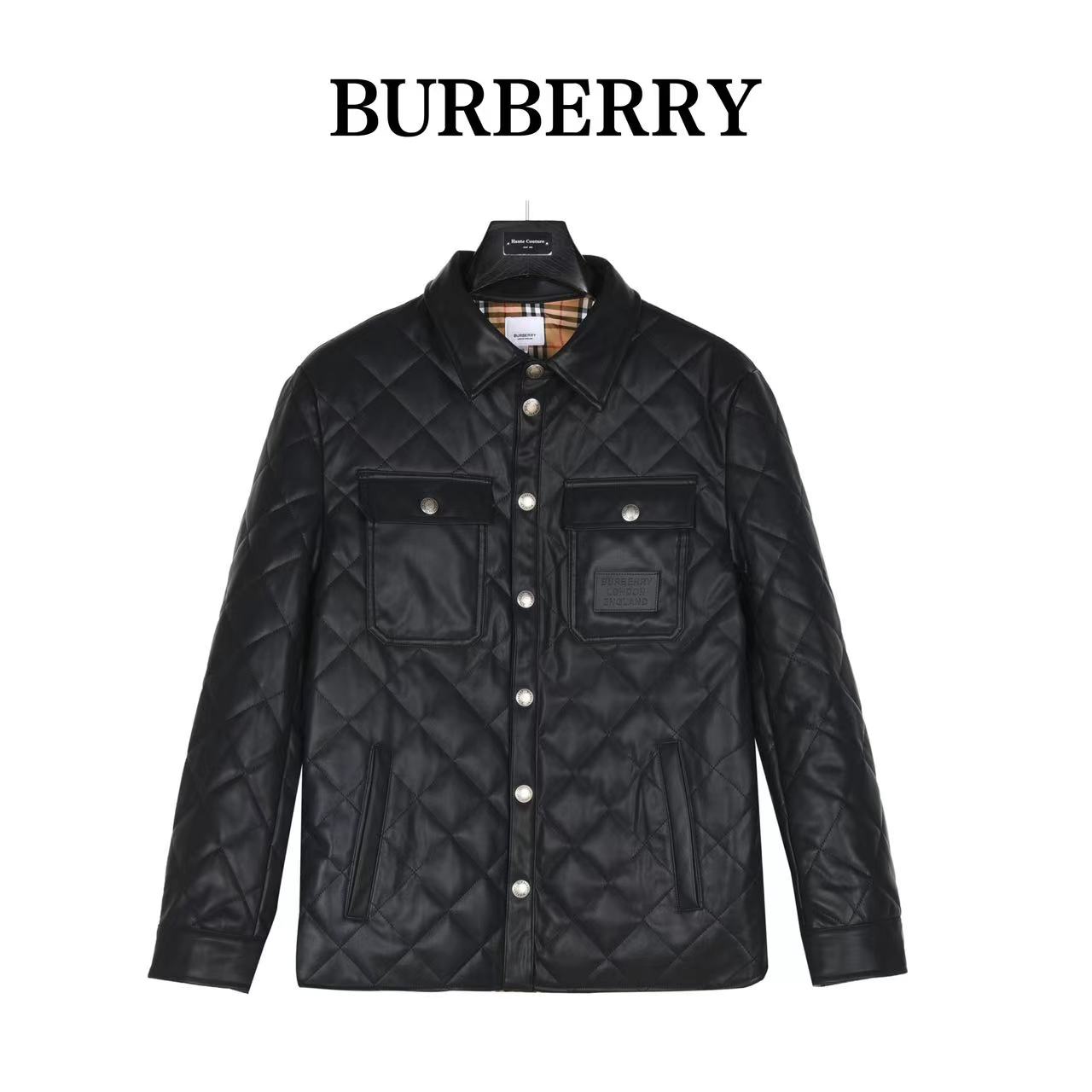 Burberry 23Fw flap pocket diamond leather clothespin cotton jacket