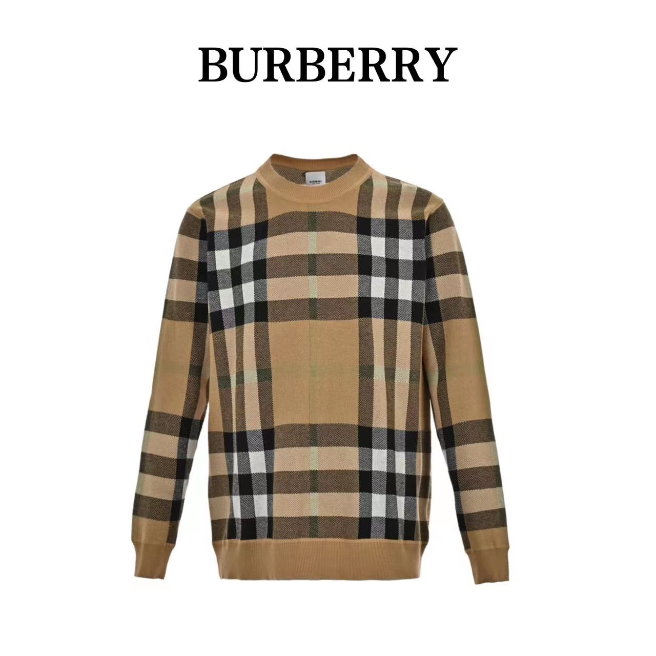 Burberry classic large plaid crew neck sweater