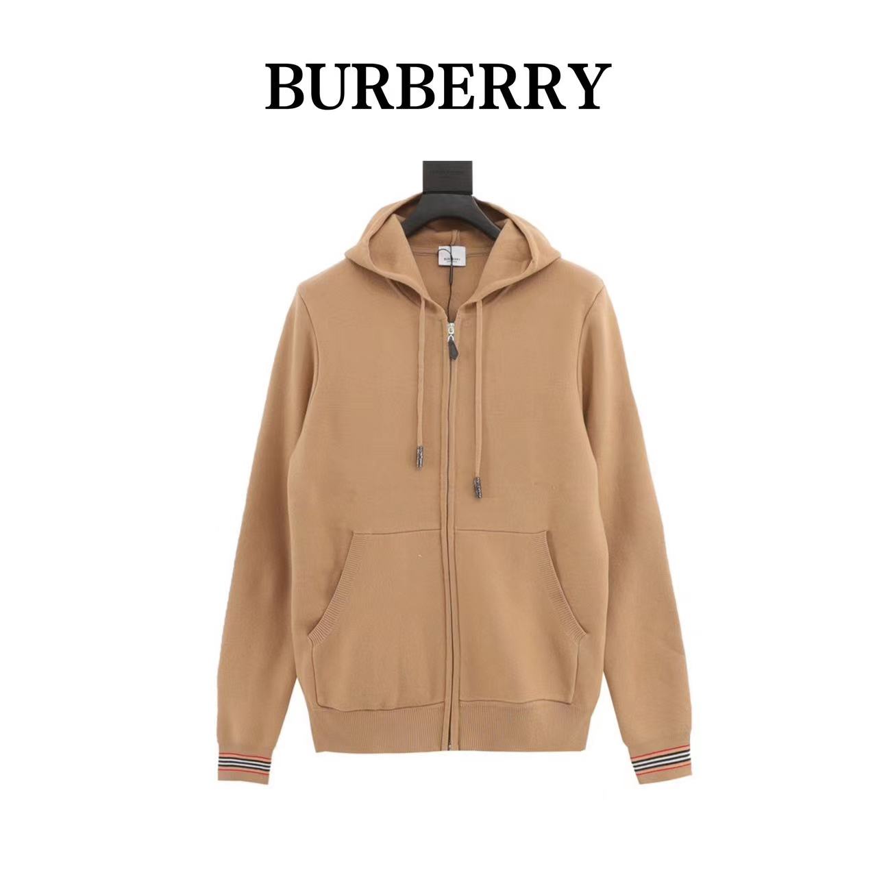 Burberry 23FW arm patch plaid hooded sweater jacket