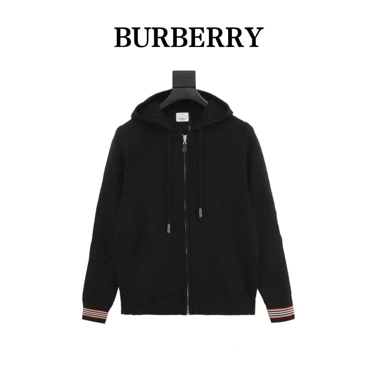 Burberry 23FW arm patch plaid hooded sweater jacket