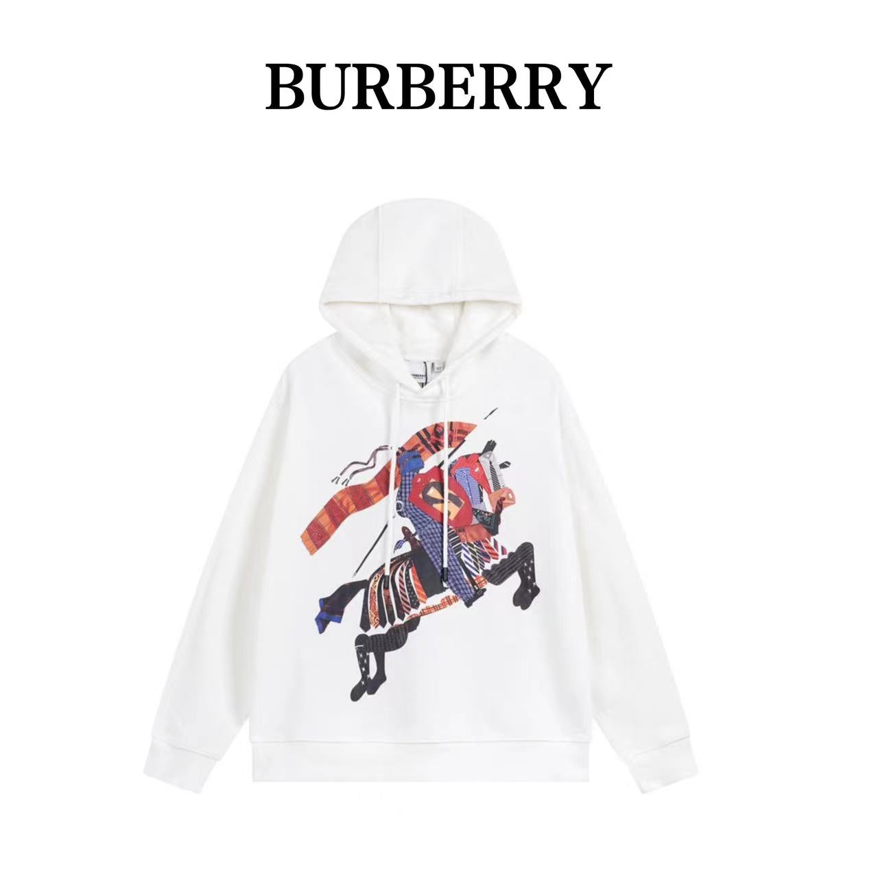 Burberry 23Fw flocked warhorse heavy industry hooded sweatshirt