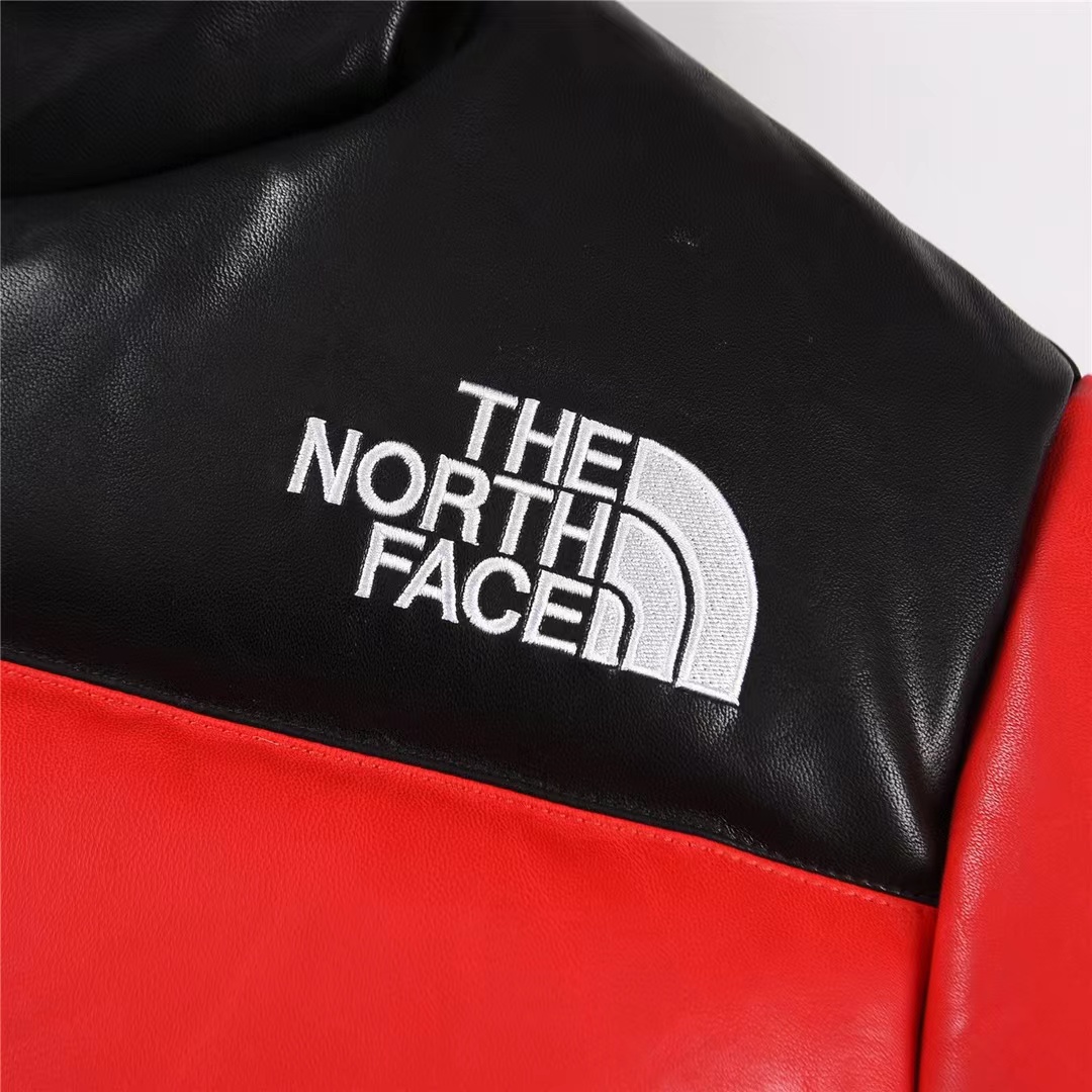 Supreme xTNF Leather Nuptse Jacket North Face joint leather down jacket