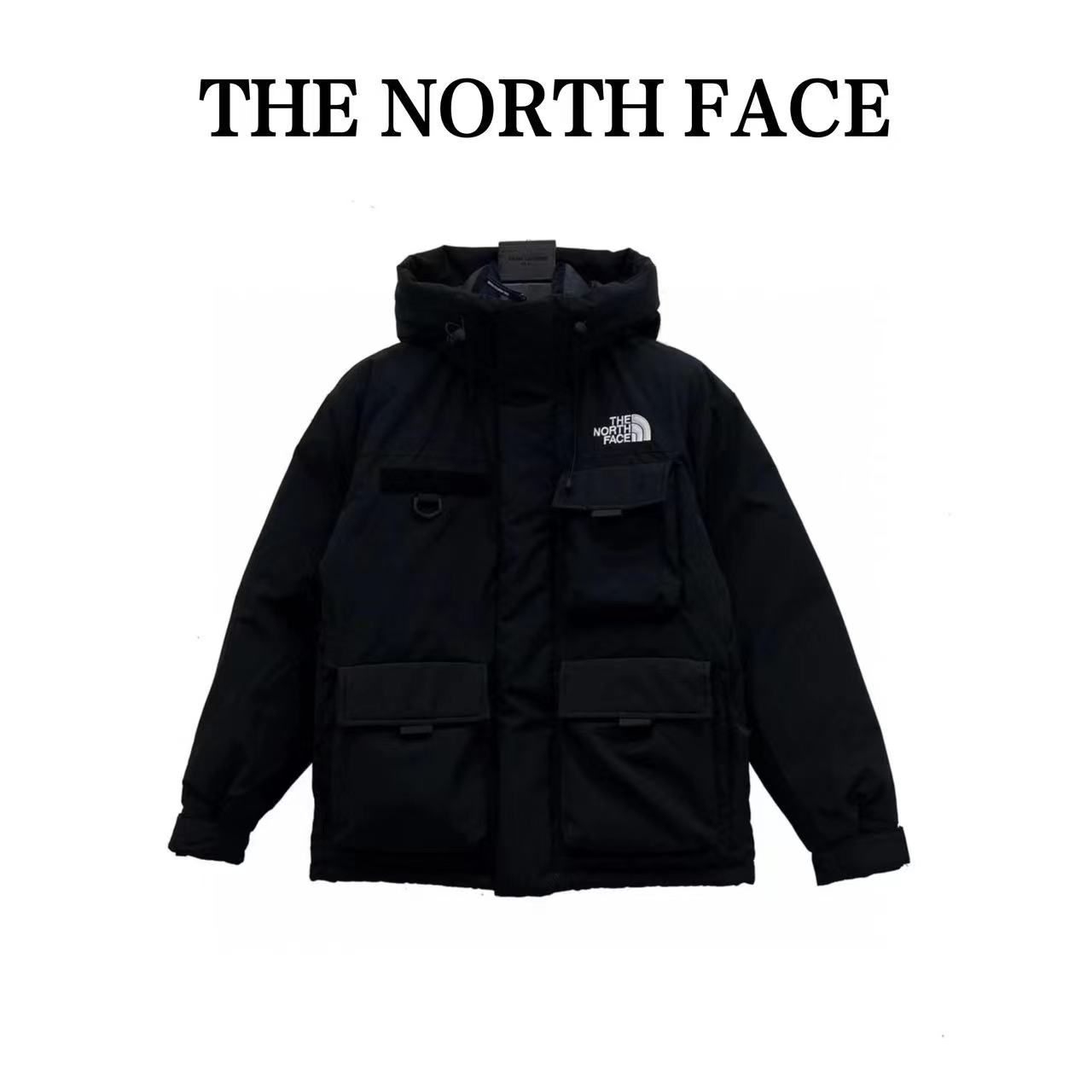 North Face multi-pocket workwear hooded down jacket