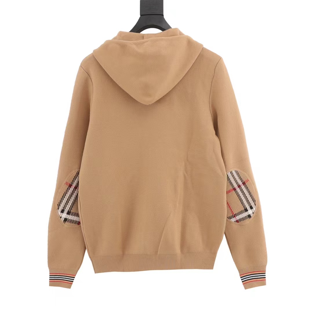 Burberry 23FW arm patch plaid hooded sweater jacket