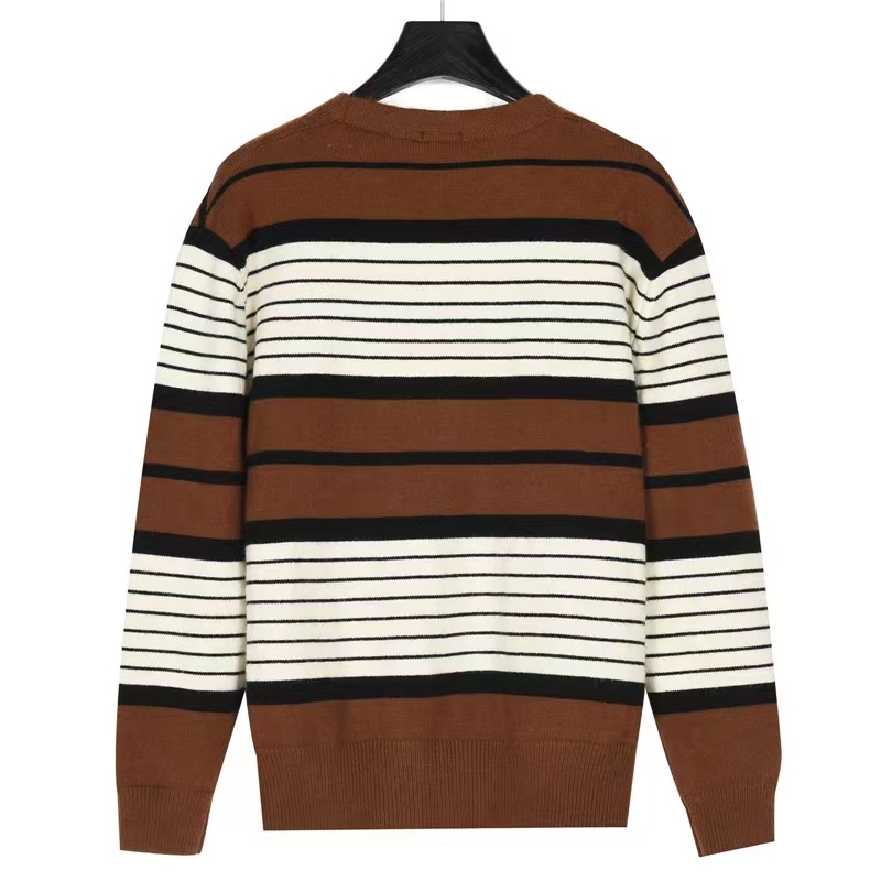 Burberry 23Fw embroidered monogram striped knitted cardigan