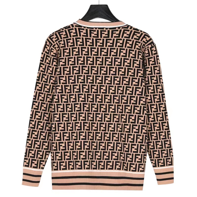 Fendi 23Fw all-over printed double F jacquard cardigan sweater